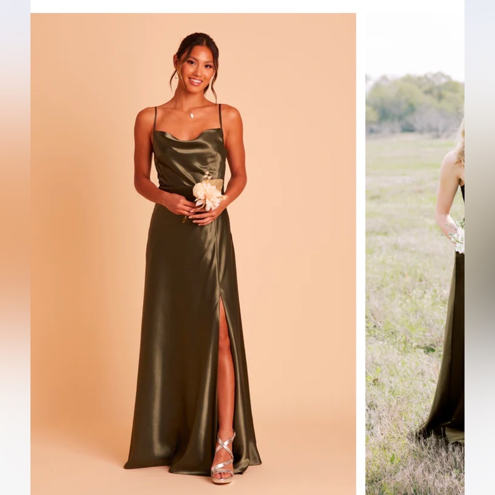 Birdy Grey Satin Olive Green "Lisa" Dress